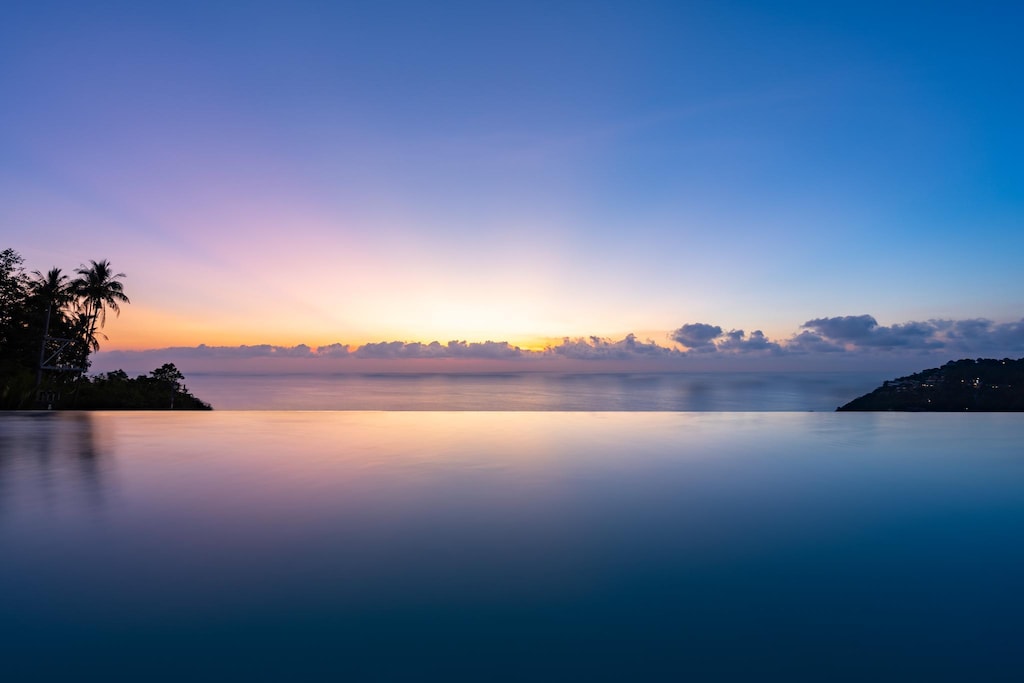 Villa 369 evening lounge terrace with ambient lighting and pool view, Koh Samui nightlife